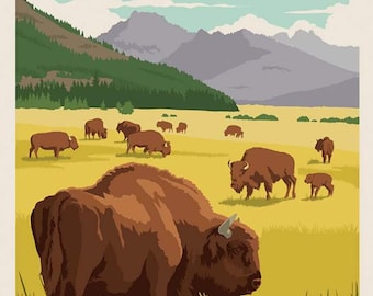 National Parks Poster Panel Yellowstone  P8790-YELLOWSTONE   Riley Blake Designs Quilting Cotton Fabric