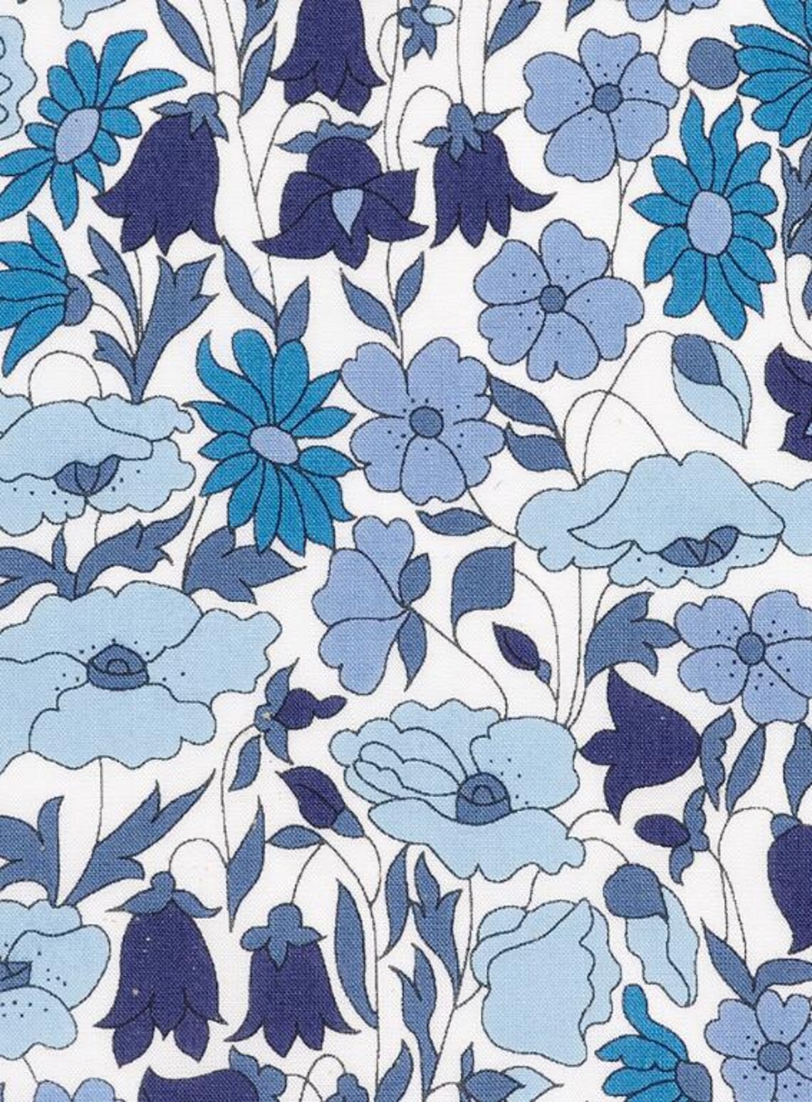 Dark Blue Poppy and Daisy / Tana Lawn 03634095U Liberty Tana Lawn ...