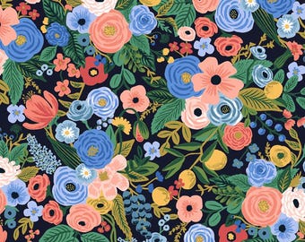 RP100-NA2 Wildwood - Garden Party - Navy Fabric Rifle Paper Co.  Cotton+Steel