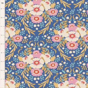 TIL100551 Tilda Jubilee Anemone Blau Birdie Baumwolle Quilt Stoff
