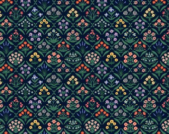 RP1004-NA2 Vintage Garden - Estee - Navy Fabric   Rifle Paper Co Cotton+Steel Quilt Cotton Fabric