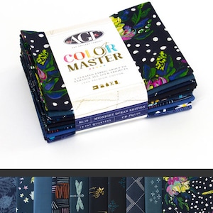 Clearance 10 PCS Fat Quarter Bundle -Midnight Ocean Edition   AGF Color Master Collection  Art Gallery CB-FQ110