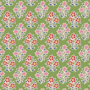 TIL110102   Tilda  Jubilee Blenders  Farm Flowers  Green  Yardage