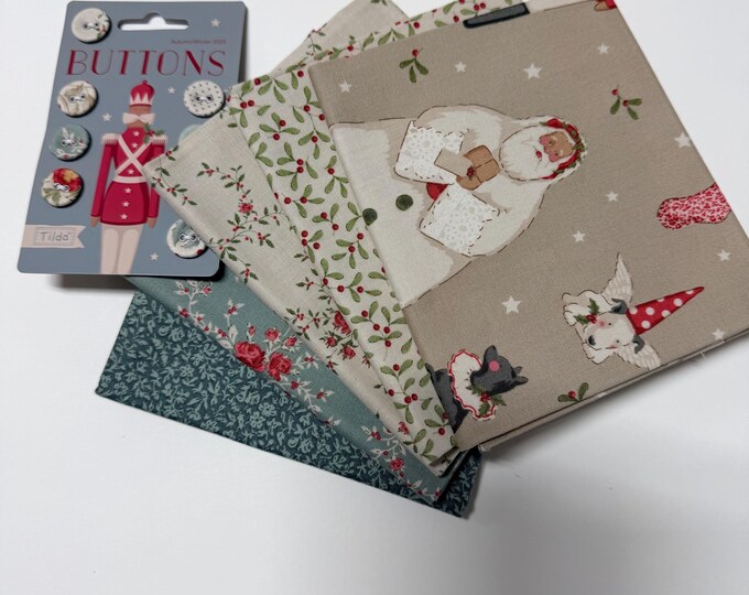 Tilda Merry Little Christmas 5 Pc Blue Curated Fat Quarter Bundle With ...