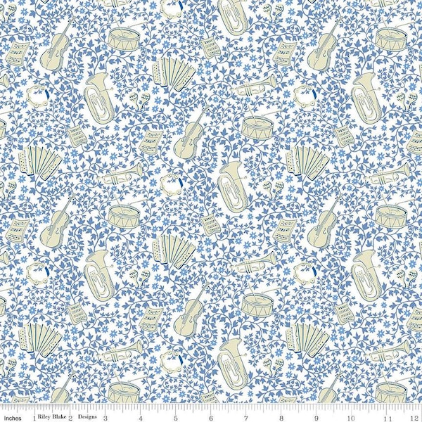 Preorder April Liberty Fabrics  Garden Party Blue China Musical Meadow A  01667337A | Riley Blake |