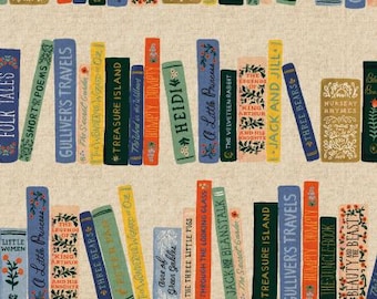 Canvas  RP1103-LI3UCM Curio - Book Club - Linen Unbleached Canvas Metallic Fabric   Rifle Paper Co Cotton+Steel