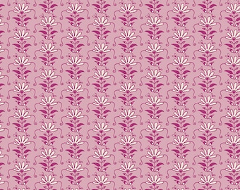 May include: A seamless pattern featuring a repeating design of pink flowers with white centers on a light pink background.