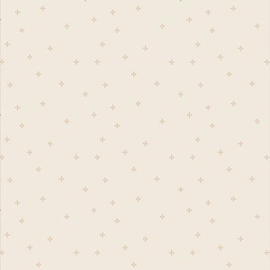 May include: A seamless pattern of small, light orange, four-pointed stars on a cream background.