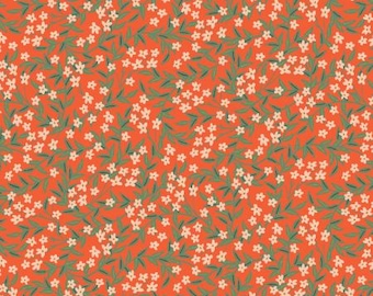 RP907-RE2M Bramble - Daphne - Tela metalizada roja Rifle Paper Co Algodón + acero
