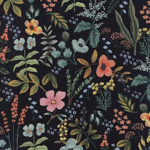 Backorder March  Canvas  AB8054-022  Rifle Paper Co. - Amalfi Collection - Herb Garden CANVAS in Midnight  Rifle Paper Co Cotton+Steel