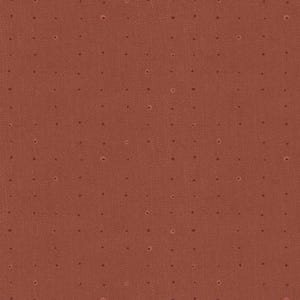 Puede incluir: Primer plano de una tela texturizada de color óxido con un sutil patrón de puntos. Los puntos son de diferentes tonos de marrón y están espaciados uniformemente por la superficie. La tela tiene una apariencia tejida.