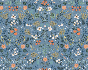Pedido pendiente RP105-BL4M Wildwood - Tela azul metalizada Rifle Paper Co. Algodón y acero