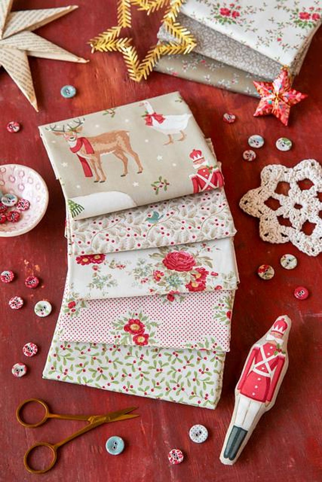 Tilda Merry Little Christmas 5 Pc Cream Fat Quarter Bundle -- 300245 - Etsy