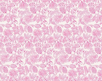 Backorder RP308-NP1NP Primavera - Moxie Floral - Neon Pink Neon Pigment Fabric  Rifle Paper Co Cotton+Steel Quilt Cotton Fabric