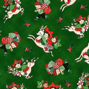 Weihnachtsgiddyup Rentier CX10960-PINE-D von Michael Miller Quilt Fabrics Yadage