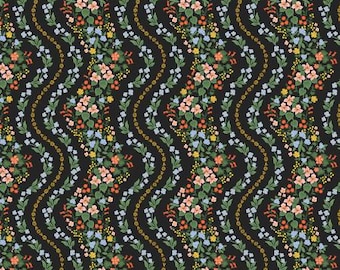 RP1603-BK1M Dahlia - Wildwood Vines - Zwart metallic Fabric Rifle Paper Co Cotton+Steel Quilt Cotton Fabric