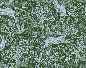 RP103-GR1 Wildwood - Fable - Tela verde Rifle Paper Co. Algodón y acero