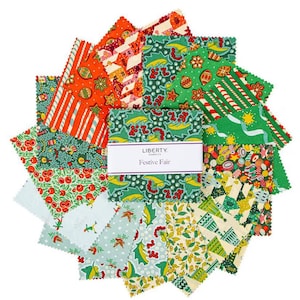 Empileur de carrés de 25 cm (10 po.) | Tissus Liberty | Riley Blake | Tissu en coton matelassé 10-LFESTIVE-42 Noël