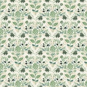 RP1606-CR1M Dalia - Carciofo - Tessuto metallizzato crema Tessuto di cotone trapuntato Cotton+Steel di Rifle Paper Co