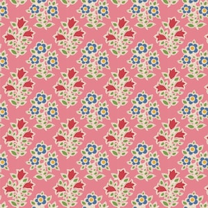 TIL110097  Tilda   Jubilee Blenders  Farm Flowers  Pink Yardage