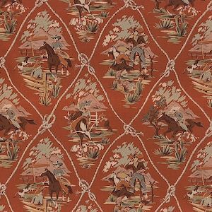 Alexander Henry Western Ranch Scene Cowboy Fabric Cotton Quilt Fabric 8026C