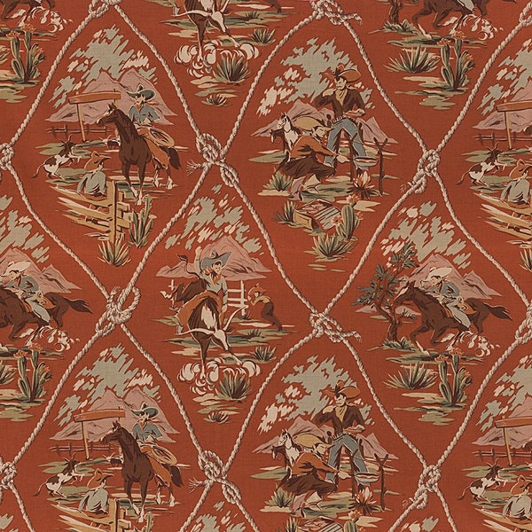 Alexander Henry Western Ranch Scene Cowboy Fabric Cotton Quilt Fabric 8026C