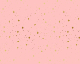 RP310-BL4M Primavera - Stars - Blush Metallic Fabric   Rifle Paper Co Cotton+Steel Quilt Cotton Fabric