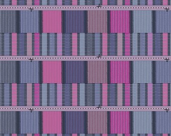 May include: A seamless pattern of alternating vertical stripes in shades of pink, purple, and blue. The stripes are arranged in a repeating pattern, creating a geometric design.