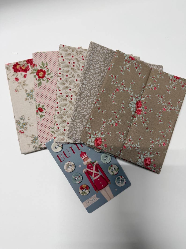 Tilda Merry Little Christmas 5 Pc Blue Curated Fat Quarter Bundle With ...