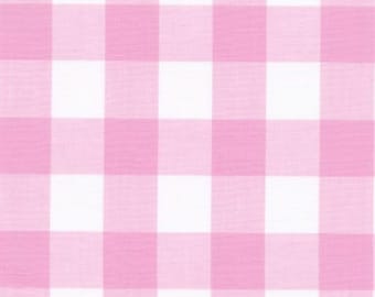 Barbie Pink White Gingham Plaid check Fabric Cotton  - 1&quot; by the yard 57 inch width more colors available
