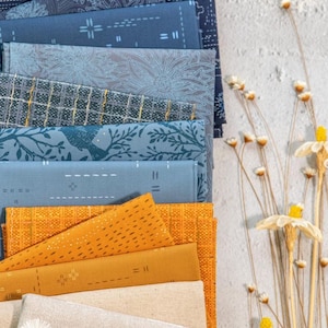 Vintage Blue Denim  Linen 12  Prints | Art Gallery Fabrics  AGF   | Fat quarters half yards bundles