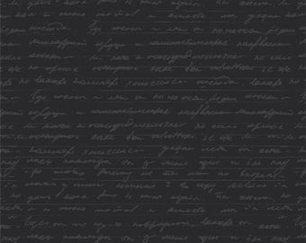 May include: A dark grey background covered in faded white handwritten script. The script is in a cursive style, with overlapping lines of text. The design has a vintage or antique feel, ideal for stationery or digital art projects.
