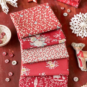 Tilda Merry Little Christmas 5-delige rode Fat Quarter-bundel -- 300242