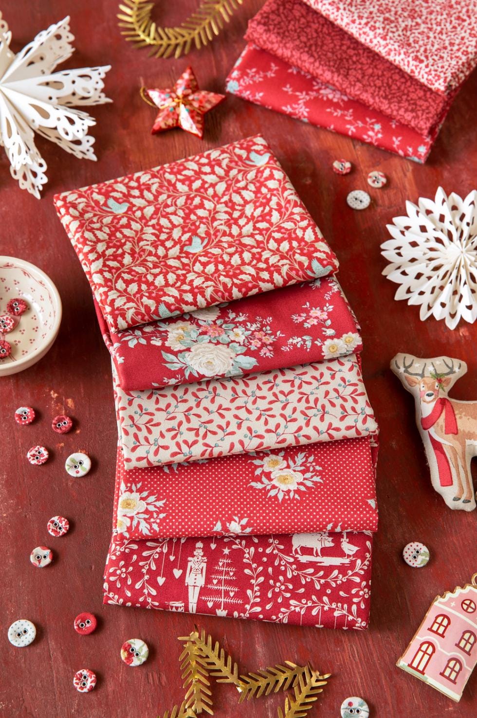 Tilda Merry Little Christmas 5 Pc Red Fat Quarter Bundle -- 300242 - Etsy