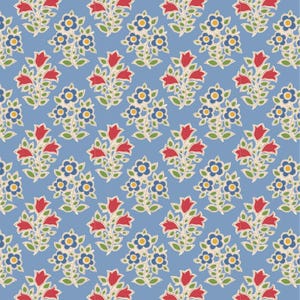 TIL110100   Tilda  Jubilee   Blenders  Farm Flowers  Light Blue Yardage