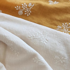 Backorder Early March Floral Cotton Embroidered Fabric Embroidery Fabric Quilt Linen Cotton Fabric Yardage