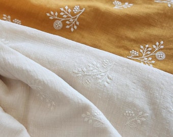 Backorder Early March Floral Cotton Embroidered Fabric Embroidery Fabric Quilt Linen Cotton Fabric Yardage