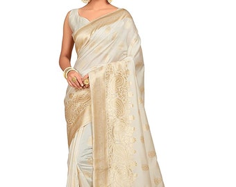 white colour party wear saree