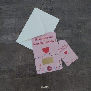 Carte à gratter pour la fête des mères + étiquette cadeau offerte !  Fête des mamans, Message surprise, Idée cadeau originale pour maman
