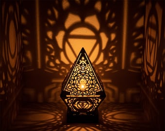 Chakra Shadow Lamp - meditation table lamp - boho mandala night lamp