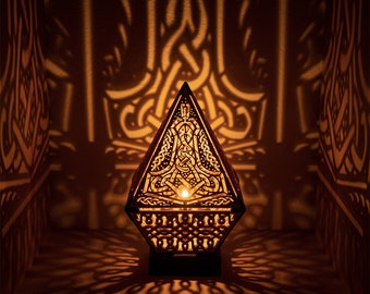 Viking  Shadow Lantern – norse Thor hammer Mjolnir pegan night light