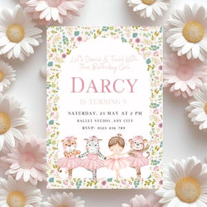 Ballet Birthday Invitation | Editable Canva Template | Girls Dance Party Invite | Digital Download