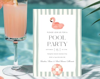 Summer Pool Party Invite • Editable Digital Template