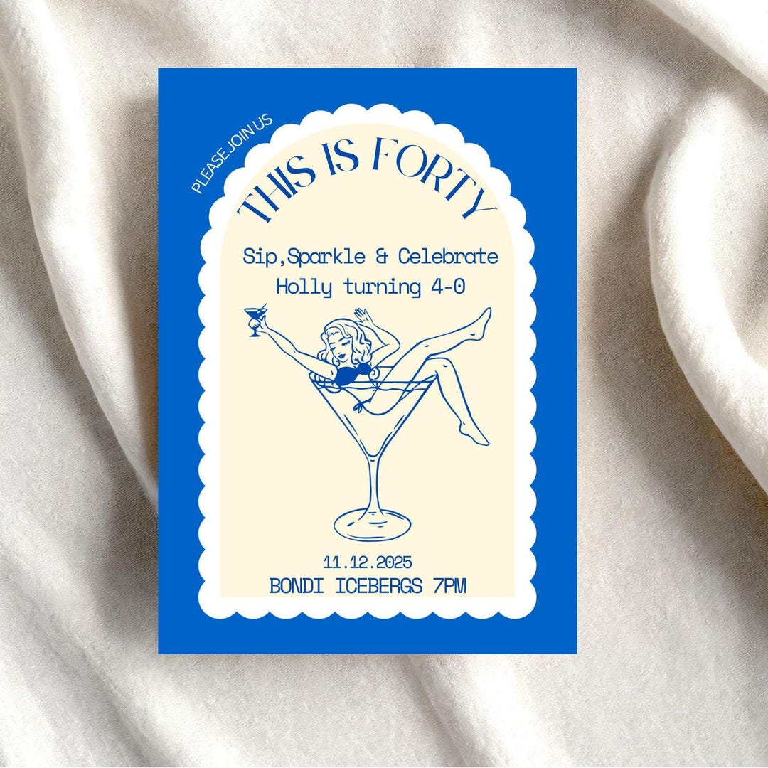 Elegant 40th Birthday Invitation Template | Printable Canva Invite ...