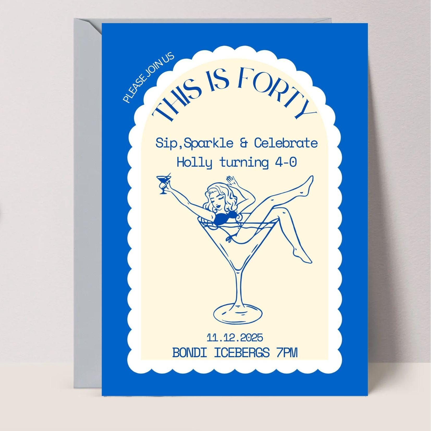 Elegant 40th Birthday Invitation Template | Printable Canva Invite ...