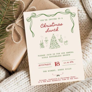 Christmas Lunch Invitation | Editable Canva Template | Holiday Party Invite | Digital Download