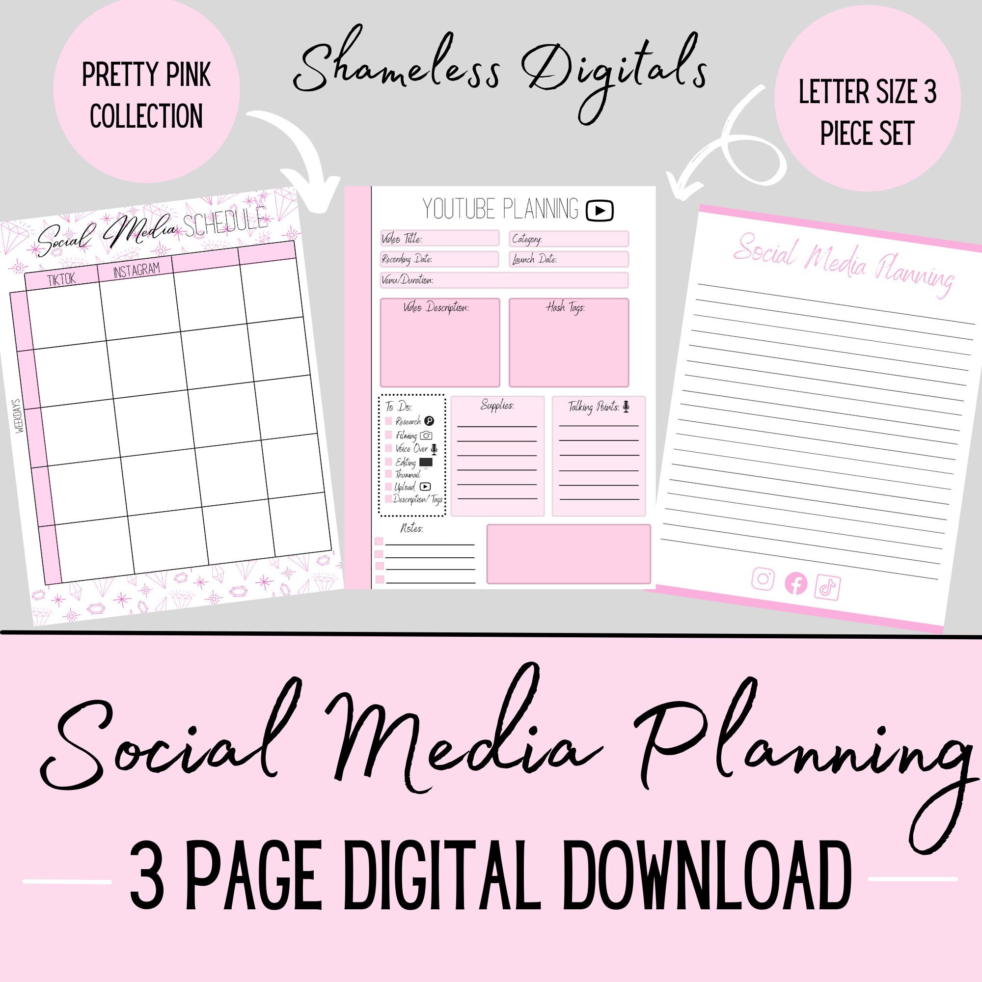 Printable Social Media Planning Bundle - Etsy