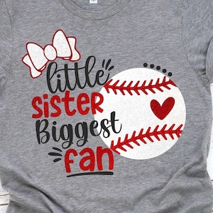 Baseball Sister Svg, Little Sister Biggest Fan Svg, Baseball Svg, Baby Girl Baseball Shirt Svg, Cut File For Cricut and Silhouette