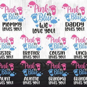 Pink or blue svg,Pink or blue we love you svg,Pink or blue gender reveal svg,Gender reveal svg, Family matching svg, Pink or blue shirts svg