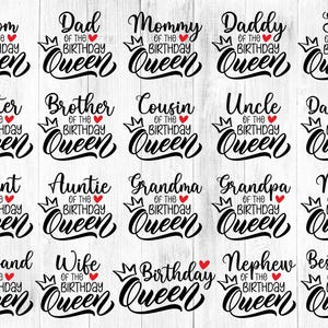 Birthday Queen svg, birthday bundle svg, Matching Family Svg, Family birthday svg, Mom of the birthday queen svg, Dad of the birthday queen